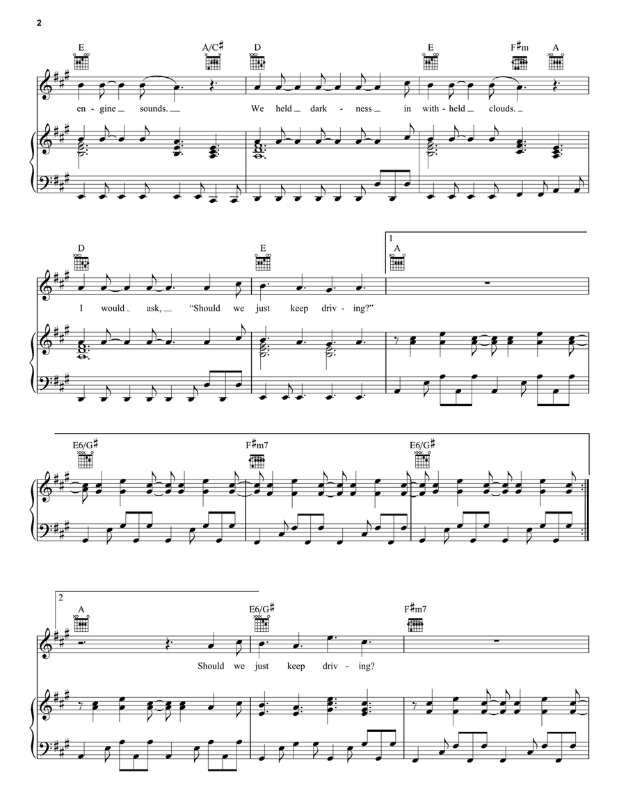 Keep Driving Keep Driving Piano, Vocal, Guitar scores gallery preview page 2
