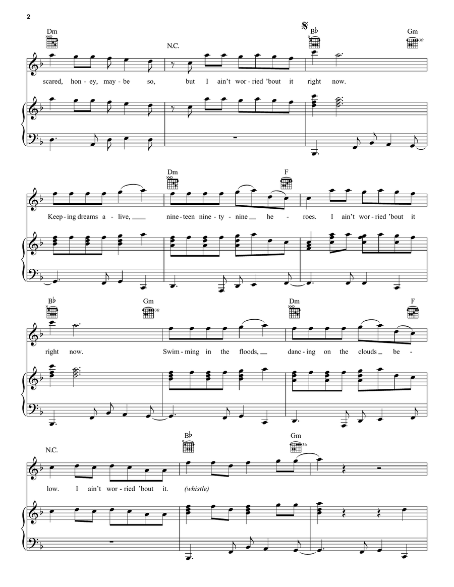 I Ain't Worried (from Top Gun: Maverick) Piano, Vocal, Guitar scores gallery preview page 2