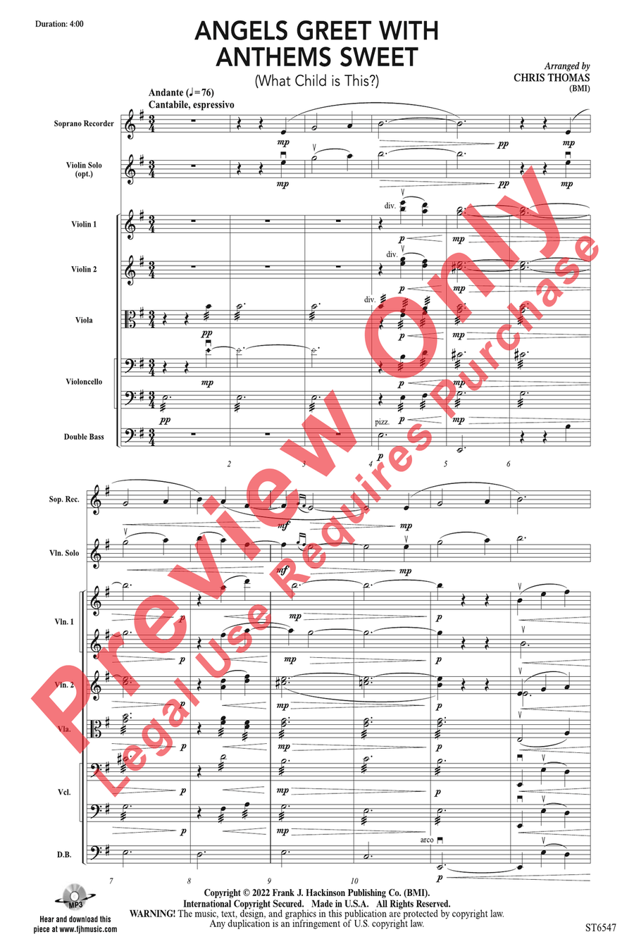 Angels Greet with Anthems Sweet String Orchestra scores gallery preview page 3