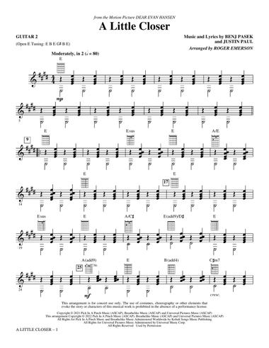 A Little Closer (from Dear Evan Hansen) (arr. Roger Emerson) - Guitar 2