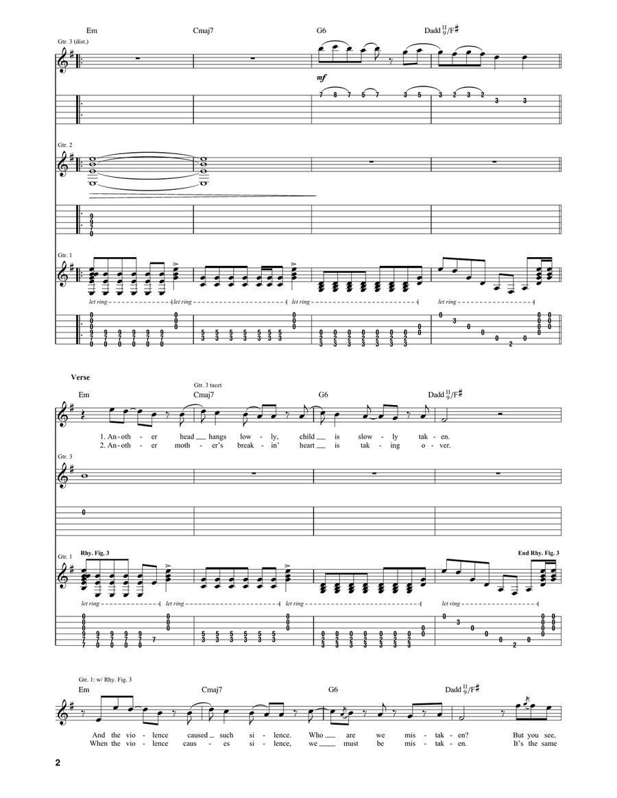 Zombie Zombie Guitar Tablature scores gallery preview page 2