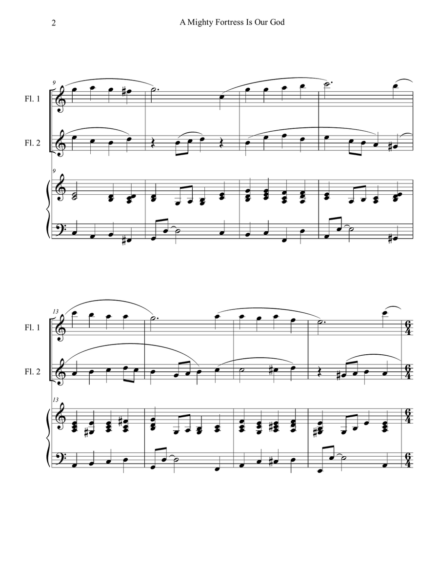 A Mighty Fortress is Our God (Flute Duet with Piano Accompaniment) Flute Duet scores gallery preview page 2