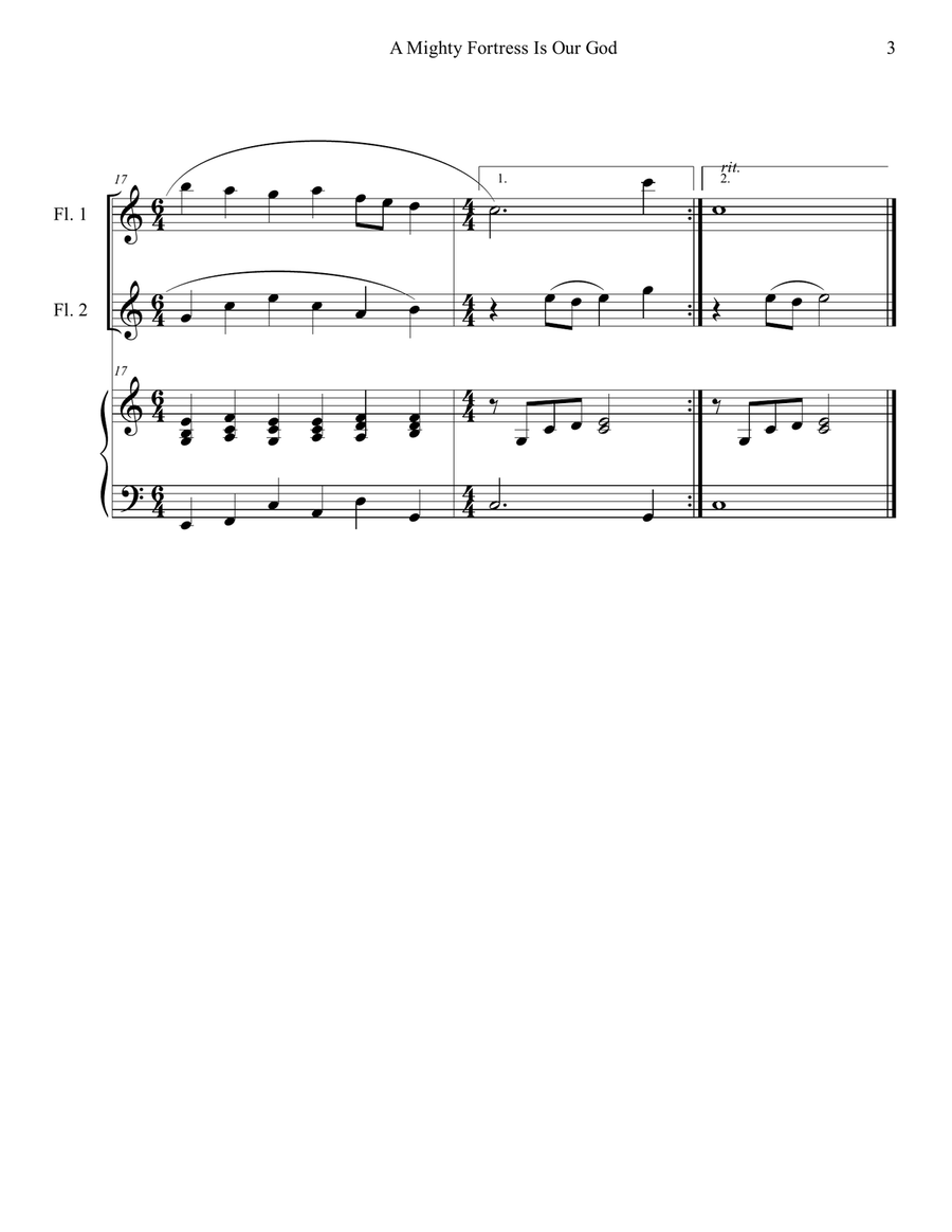 A Mighty Fortress is Our God (Flute Duet with Piano Accompaniment) Flute Duet scores gallery preview page 3