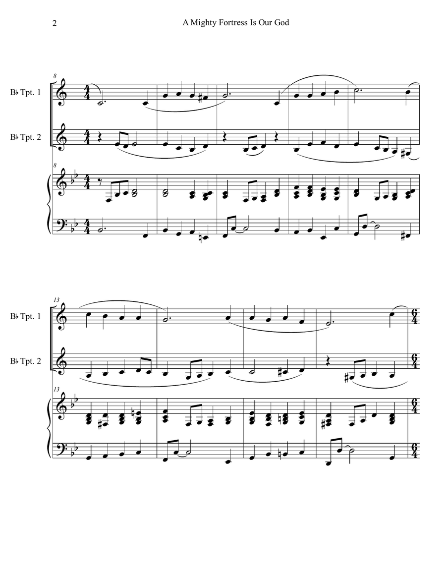A Mighty Fortress is Our God (Trumpet Duet with Piano Accompaniment) A Mighty Fortress is Our God (Trumpet Duet with Piano Accompaniment) Trumpet Duet scores gallery preview page 2