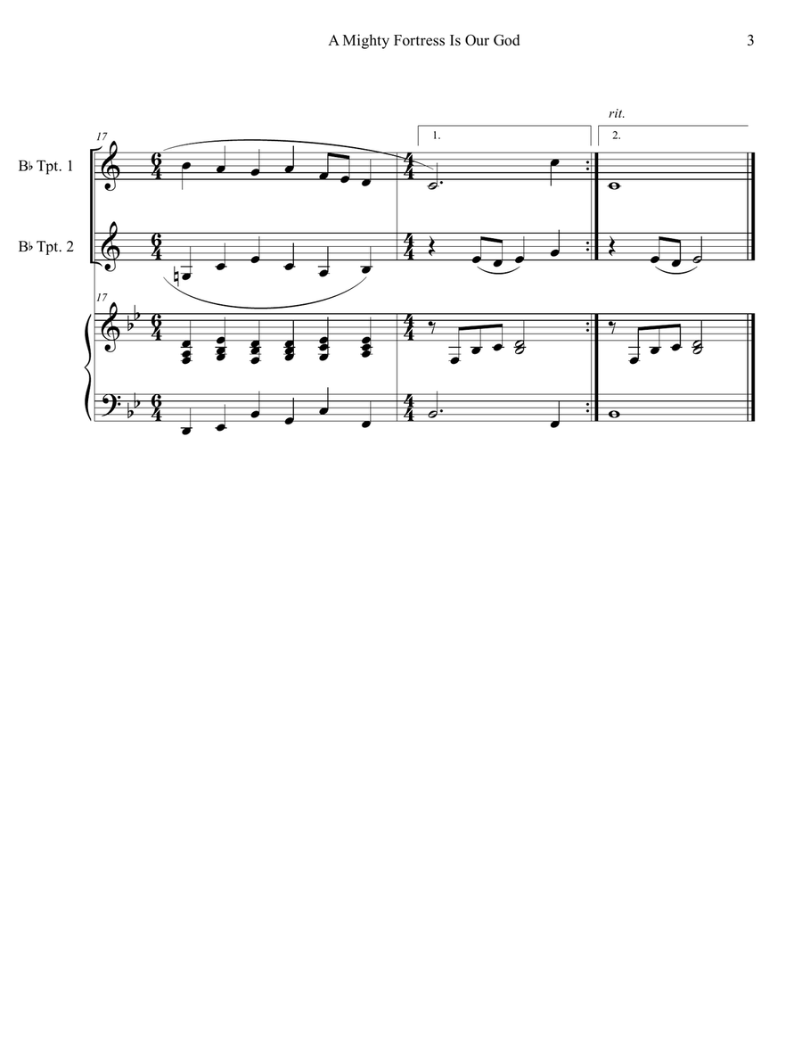 A Mighty Fortress is Our God (Trumpet Duet with Piano Accompaniment) A Mighty Fortress is Our God (Trumpet Duet with Piano Accompaniment) Trumpet Duet scores gallery preview page 3