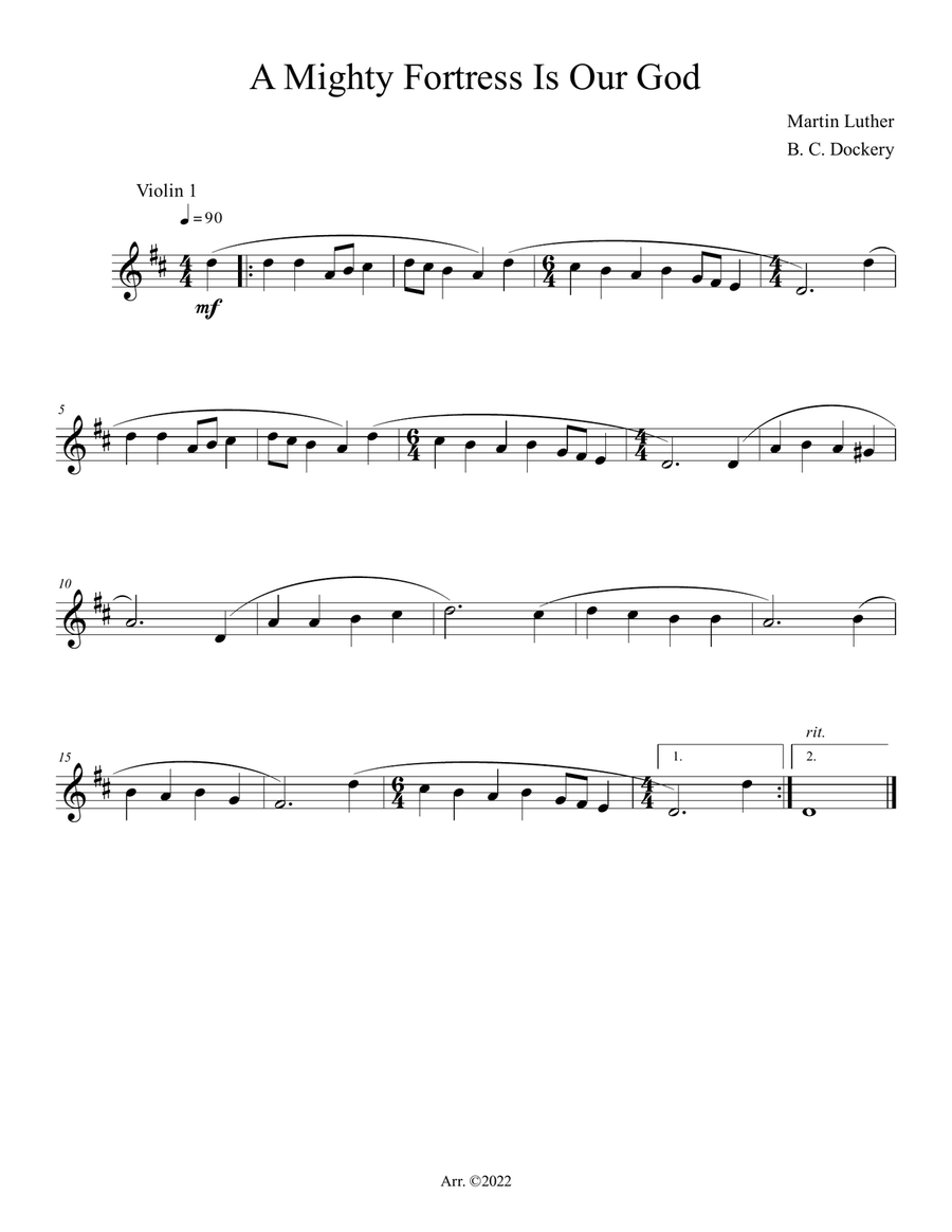 A Mighty Fortress is Our God (Violin Duet with Piano Accompaniment) String Duet scores gallery preview page 3