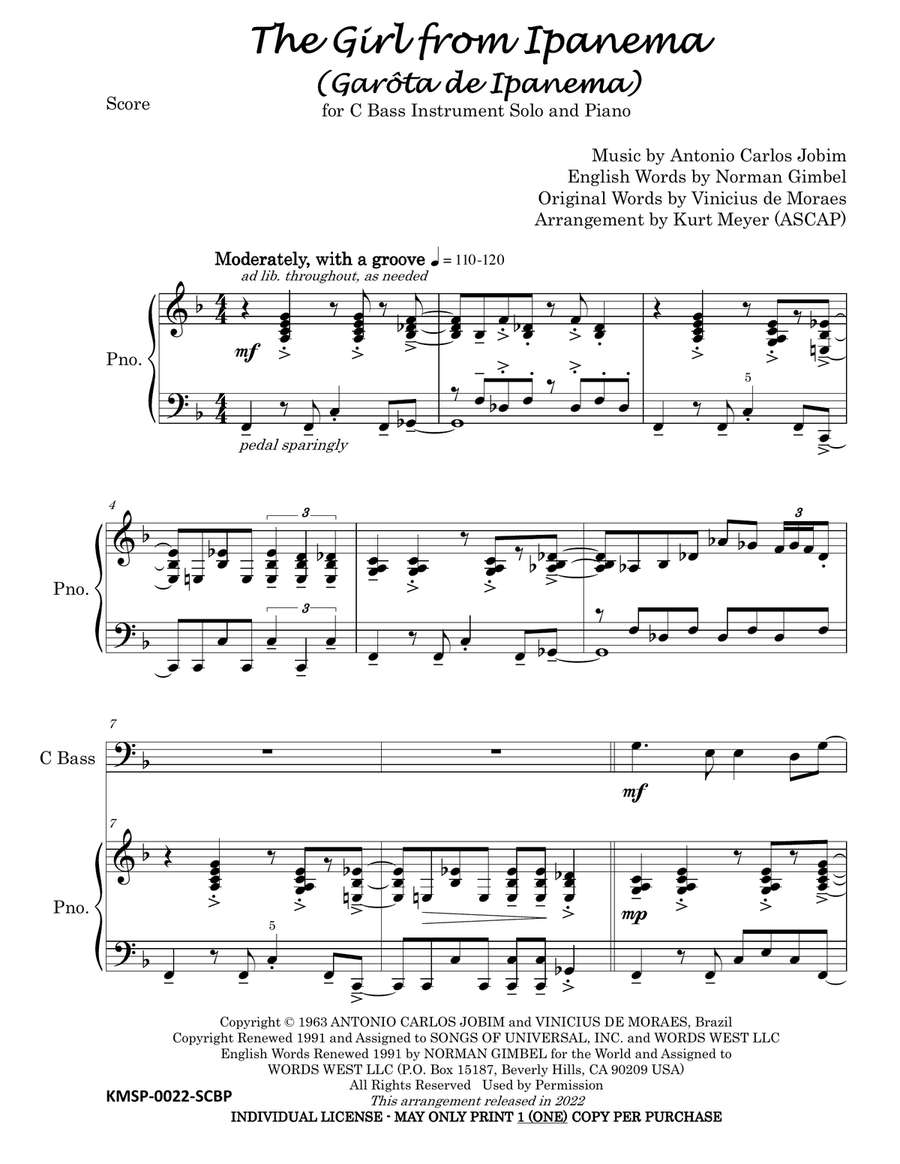 The Girl From Ipanema (garôta De Ipanema) Baritone Horn BC scores gallery preview page 2