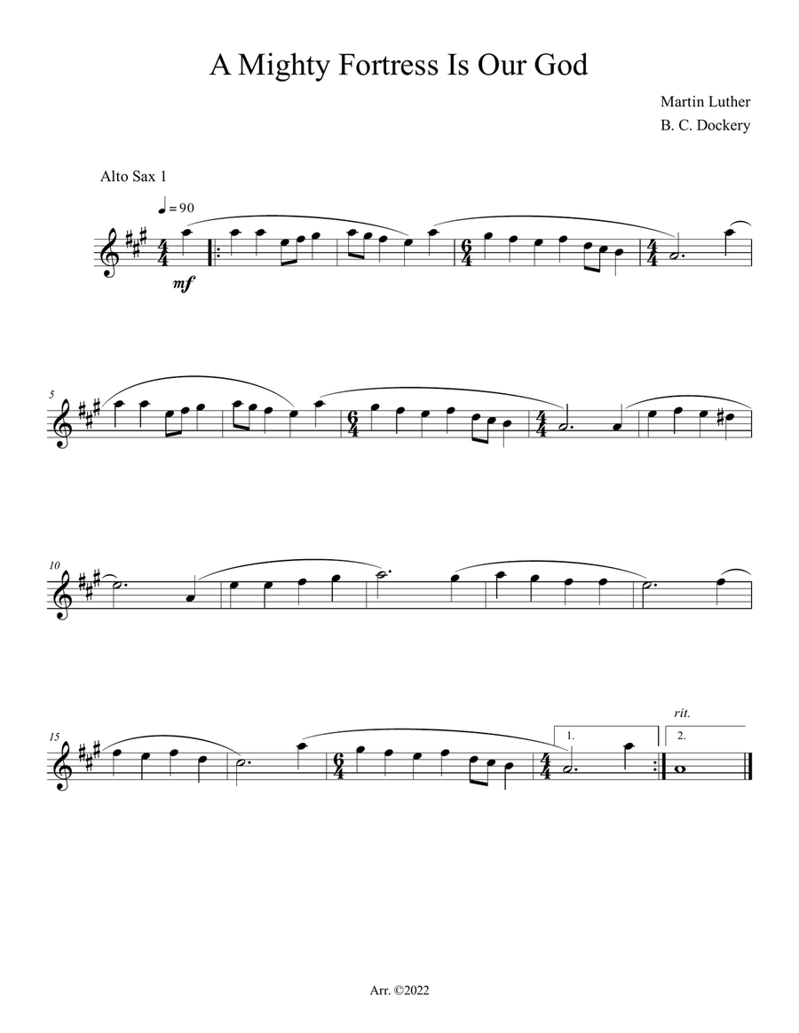 A Mighty Fortress is Our God (Alto Sax Duet with Piano Accompaniment) Woodwind Duet scores gallery preview page 3