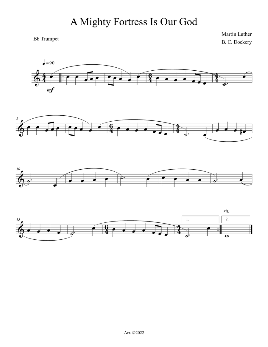 A Mighty Fortress is Our God (Trumpet and Trombone Duet with Piano Accompaniment) Brass Duet scores gallery preview page 3