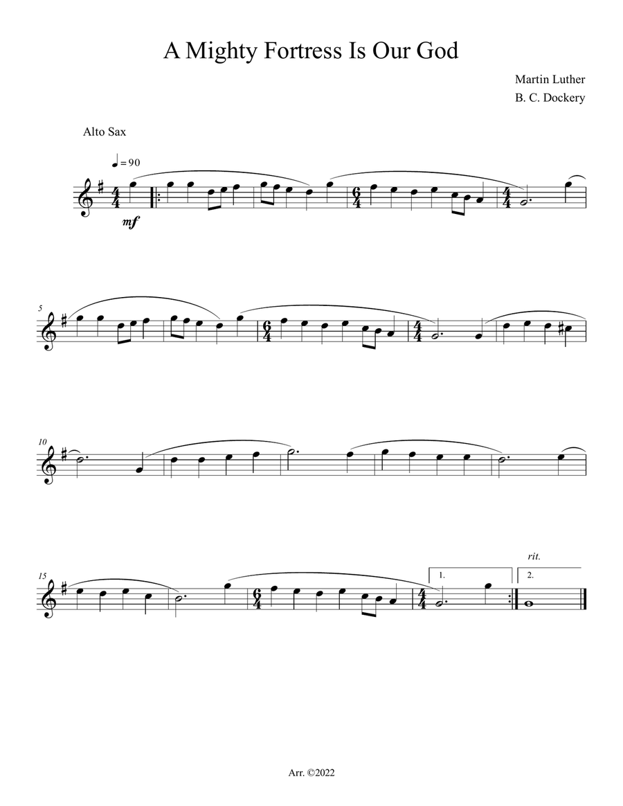 A Mighty Fortress is Our God (Alto and Tenor Sax Duet with Piano Accompaniment) Woodwind Duet scores gallery preview page 3