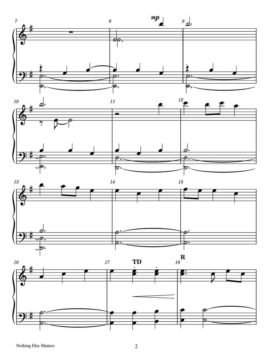Nothing Else Matters - Score Only Handbell Choir scores gallery preview page 2