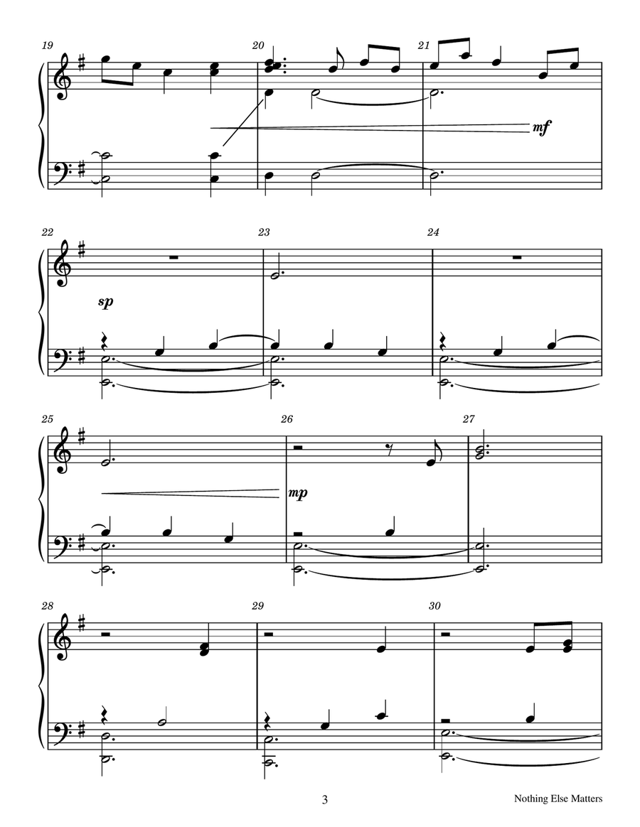 Nothing Else Matters - Score Only Handbell Choir scores gallery preview page 3