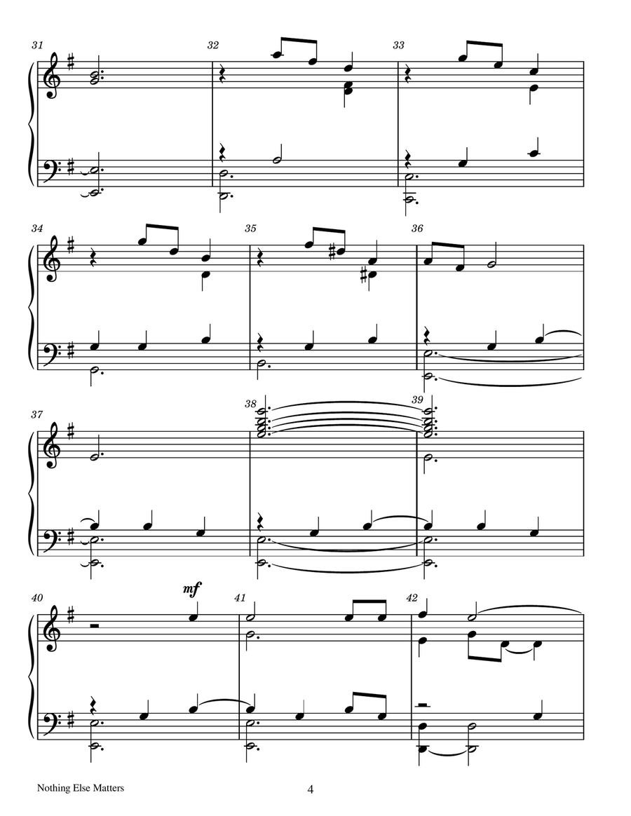 Nothing Else Matters - Score Only Handbell Choir scores gallery preview page 4