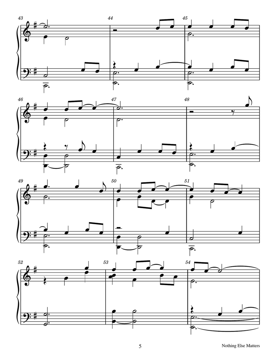 Nothing Else Matters - Score Only Handbell Choir scores gallery preview page 5