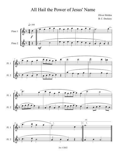 All Hail the Power of Jesus' Name (Flute Duet)