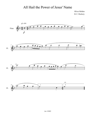 All Hail the Power of Jesus' Name (Flute Solo)