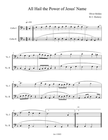 All Hail the Power of Jesus' Name (Cello Duet)