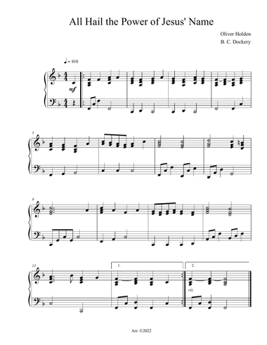 All Hail the Power of Jesus' Name (Solo Piano)