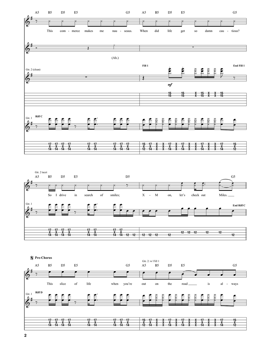 One Way Traffic One Way Traffic Guitar Tablature scores gallery preview page 2