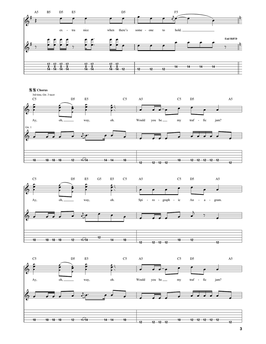 One Way Traffic One Way Traffic Guitar Tablature scores gallery preview page 3