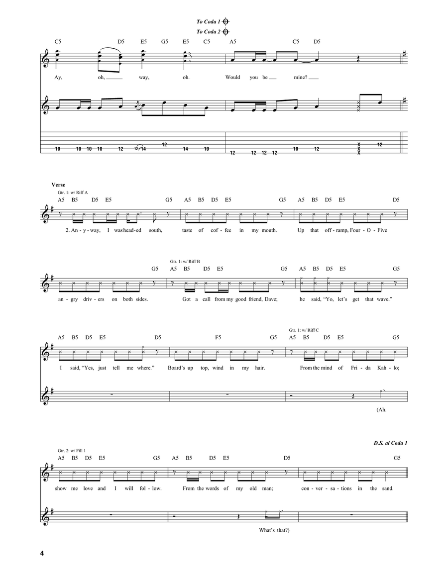 One Way Traffic One Way Traffic Guitar Tablature scores gallery preview page 4
