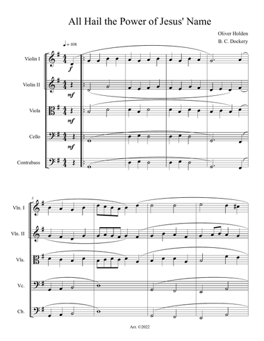 All Hail the Power of Jesus' Name (String Quintet or Orchestra)