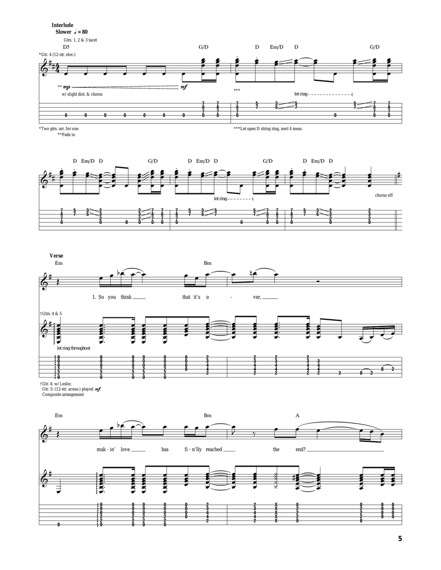 Love Song Love Song Guitar Tablature scores gallery preview page 5