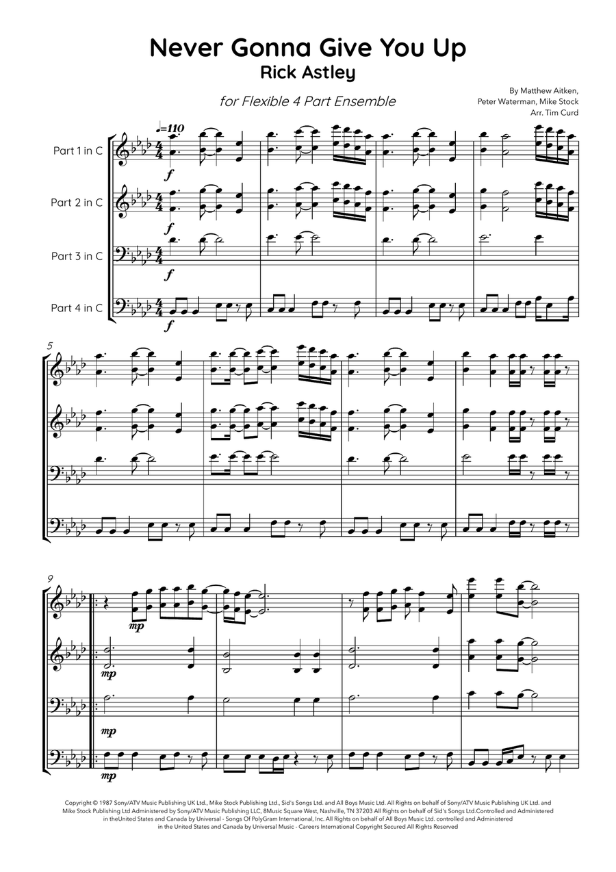 Never Gonna Give You Up Large Ensemble scores gallery preview page 2