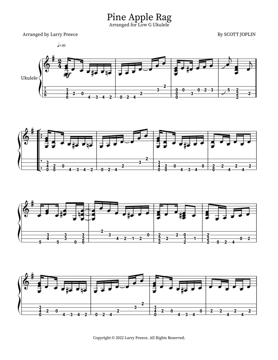 Pine Apple Rag Ukulele scores gallery preview page 1