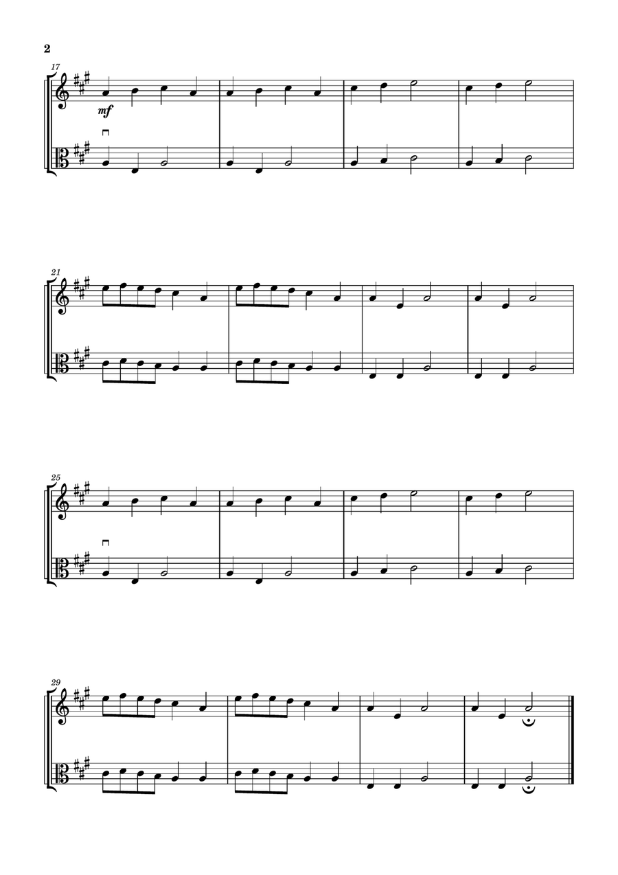 Frère Jacques (Flute and Viola) - Beginner Level Flute scores gallery preview page 2