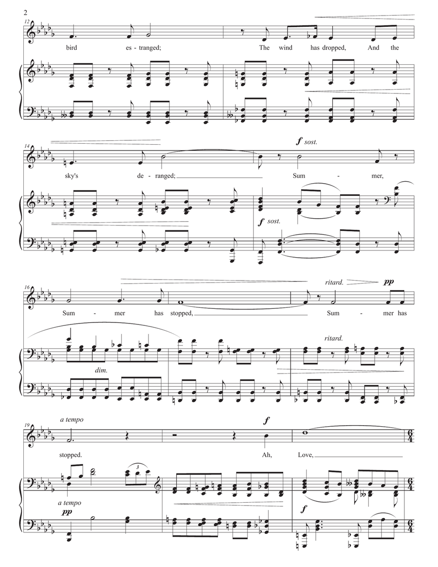 BEACH: Ah, Love, but a day! Op. 44 no. 2 (transposed to B-flat minor) Piano, Vocal scores gallery preview page 3