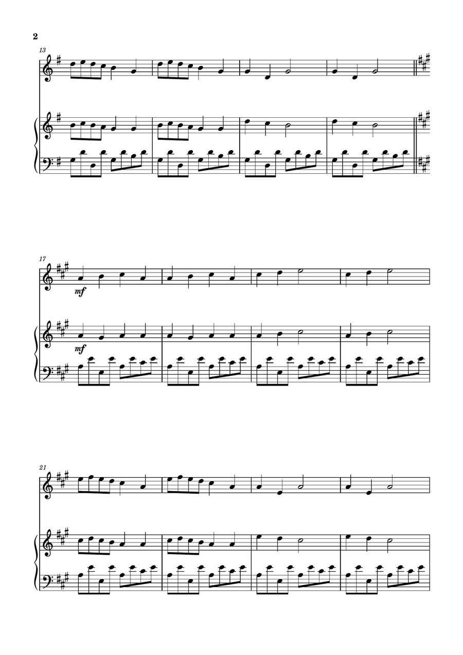 Frère Jacques (Flute and Piano) - Beginner Level Flute Solo scores gallery preview page 2