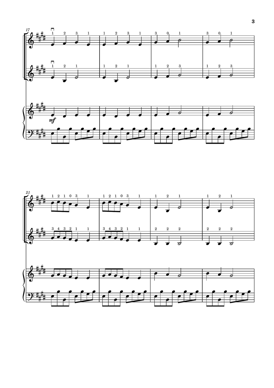 Frère Jacques (Violin Duet and Piano) - Beginner Level String Duet scores gallery preview page 3