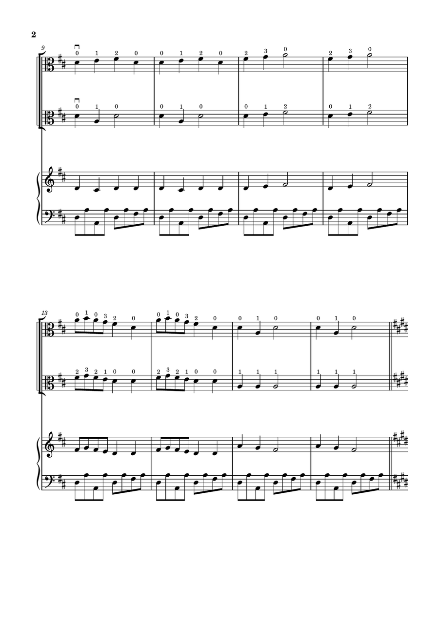 Frère Jacques (Viola Duet and Piano) - Beginner Level String Duet scores gallery preview page 2