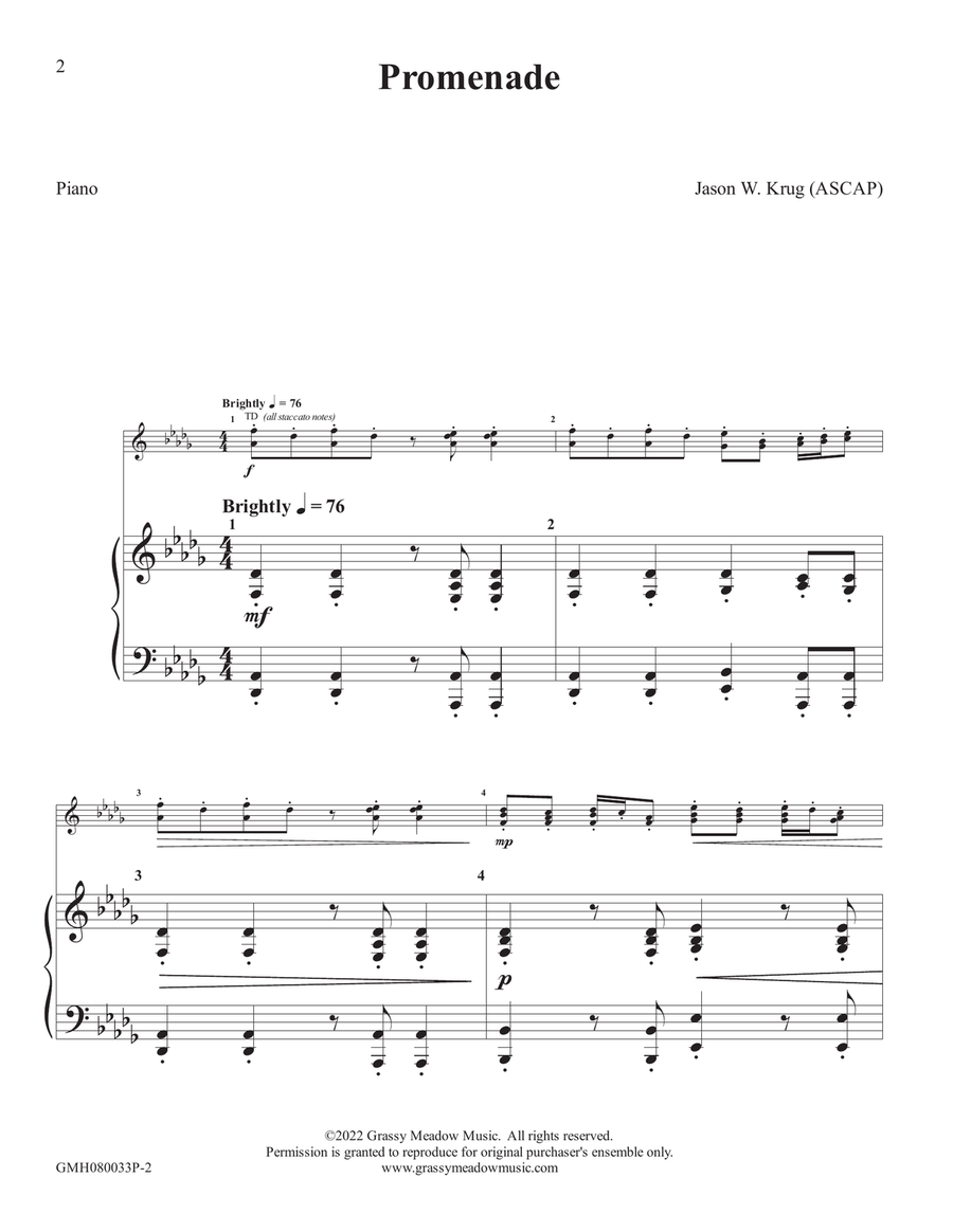 Promenade (piano accompaniment to 8 handbell version) Handbell Choir scores gallery preview page 2