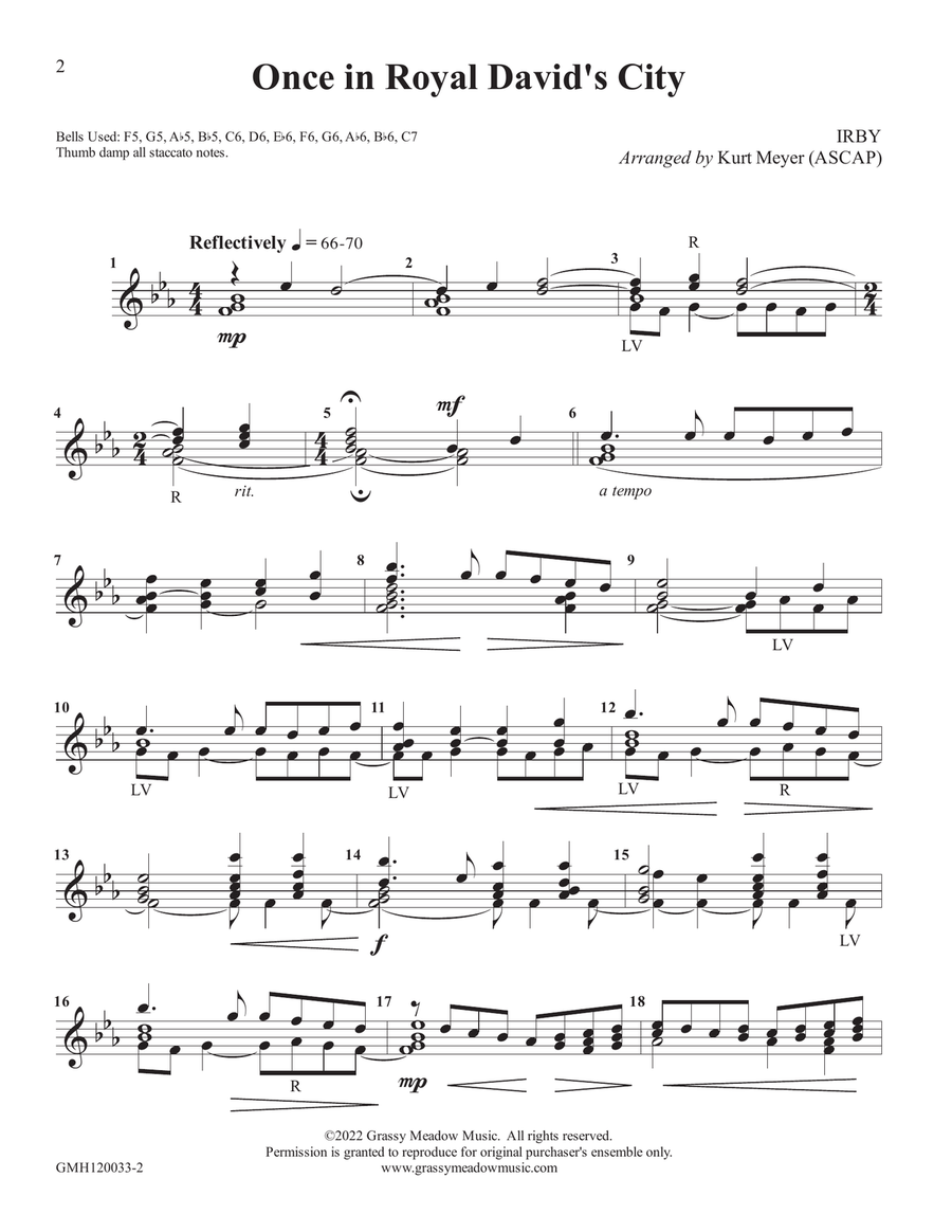 Once in Royal David's City (for 12 handbells) Handbell Choir scores gallery preview page 2