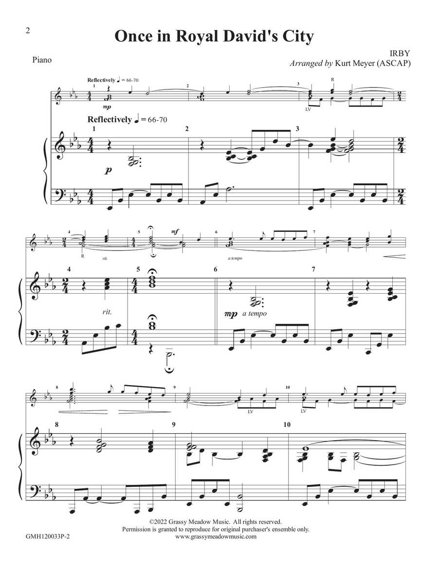 Once in Royal David's City (piano accompaniment to 12 handbell version) Once in Royal David's City (piano accompaniment to 12 handbell version) Handbell Choir scores gallery preview page 2