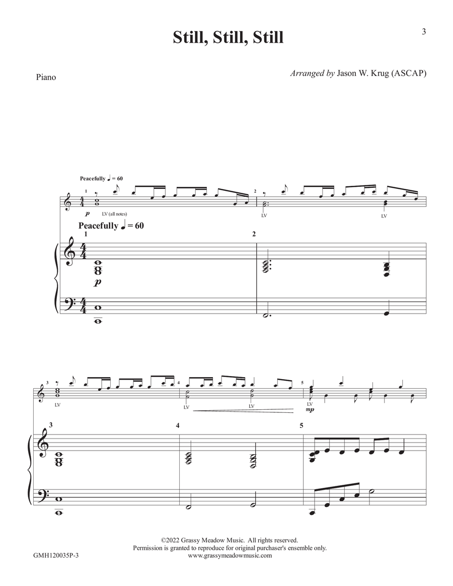 Still, Still, Still (piano accompaniment for 12 handbell version) Handbell Choir scores gallery preview page 3