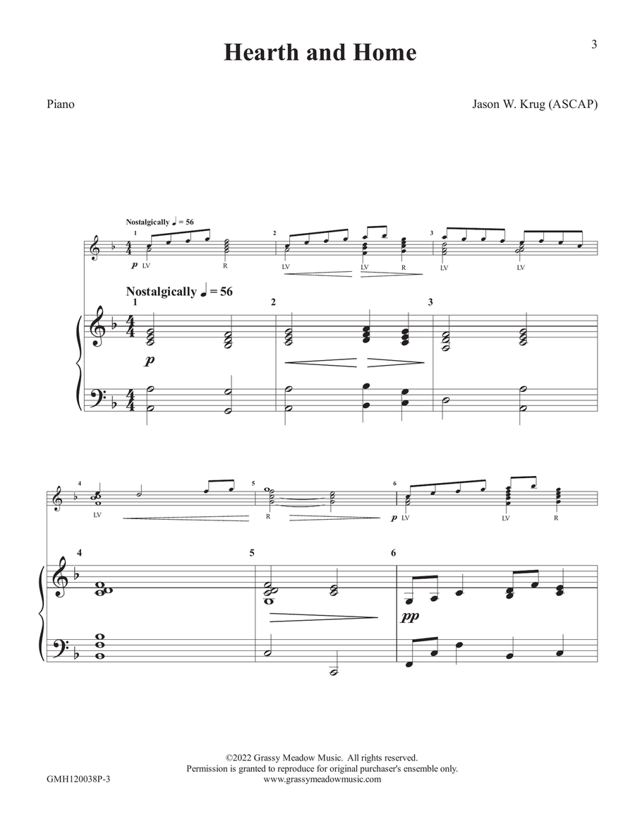 Hearth and Home (piano accompaniment to 12 handbell version) Handbell Choir scores gallery preview page 3