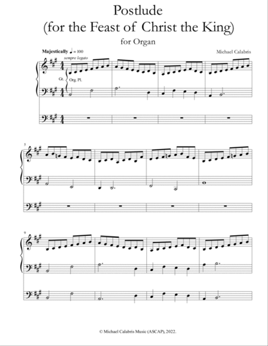 Postlude (for the Feast of Christ the King) (for Organ) Organ Solo scores gallery preview page 2