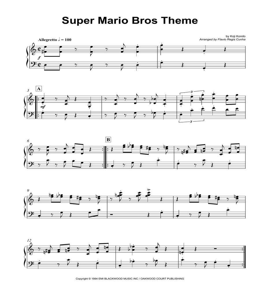 Super Mario Bros Theme Piano Method scores gallery preview page 2