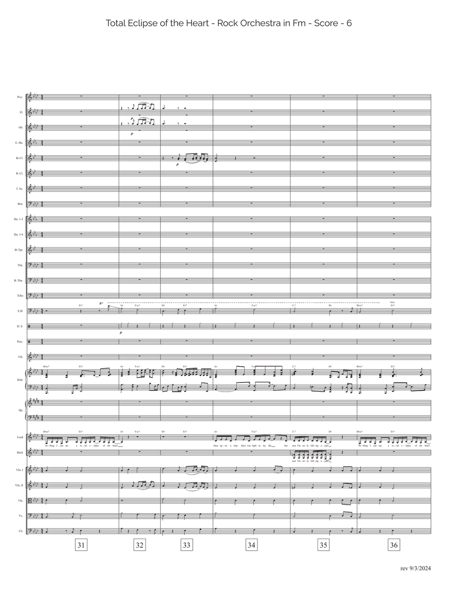 Total Eclipse Of The Heart Full Orchestra scores gallery preview page 6