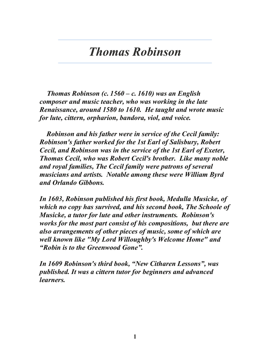 Thomas Robinson Schoole of Musicke Lute Music of the Renaissance Arranged For Baritone Ukulele Lute scores gallery preview page 3