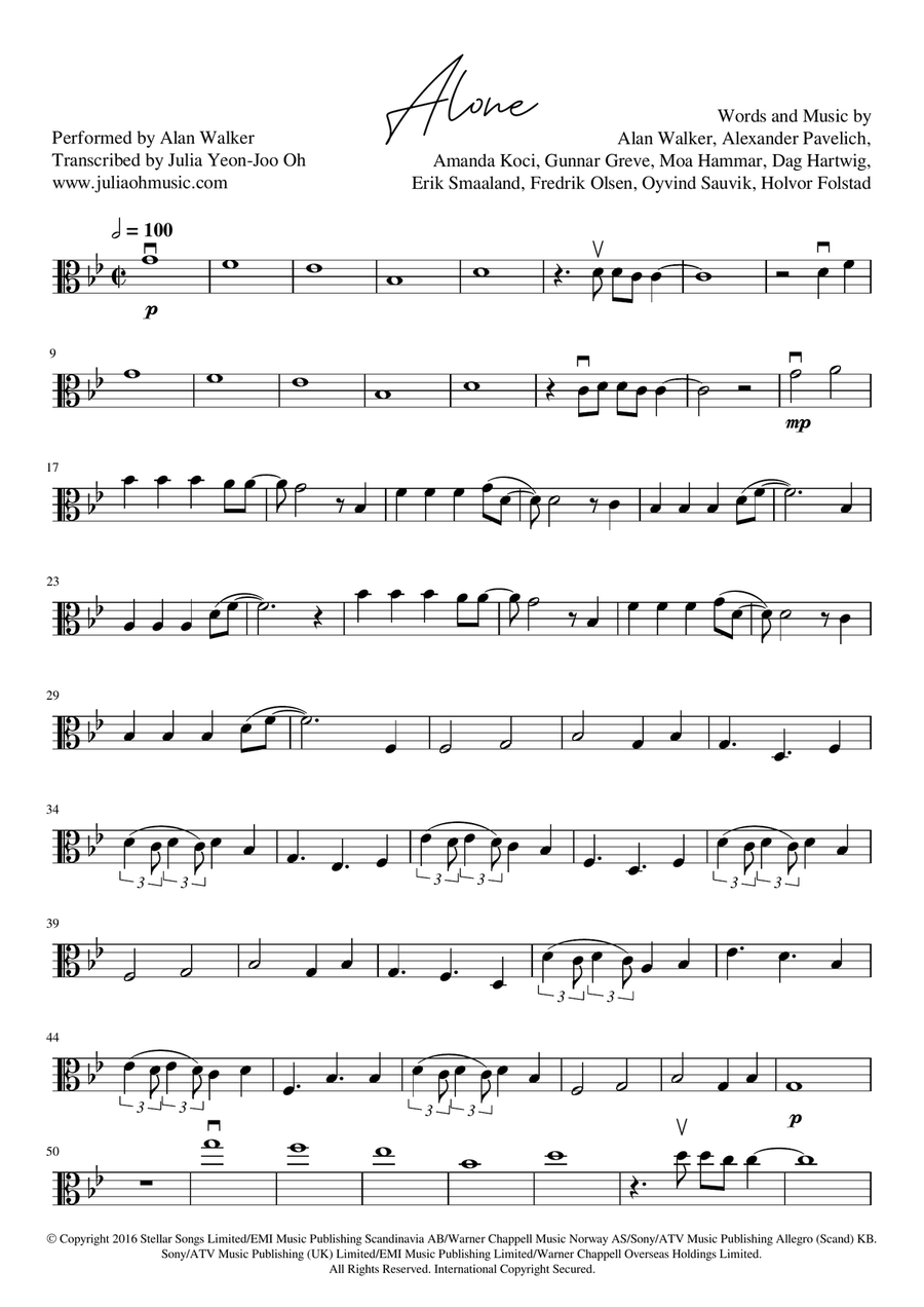 Alone Alone Viola Solo scores gallery preview page 2