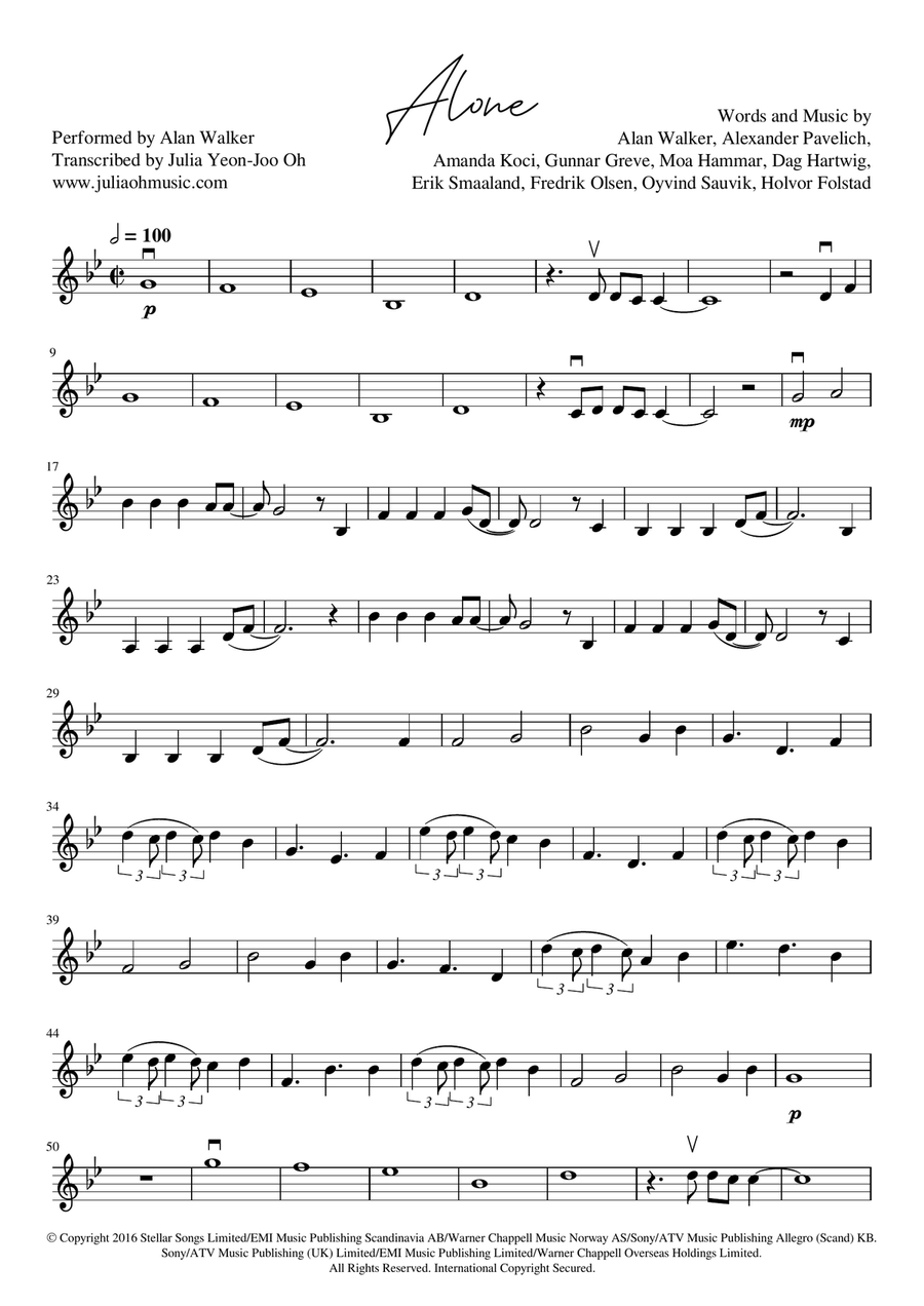 Alone Alone Violin Solo scores gallery preview page 2