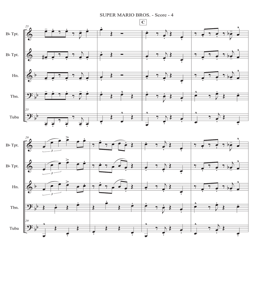 Super Mario Bros Theme Brass Band scores gallery preview page 6