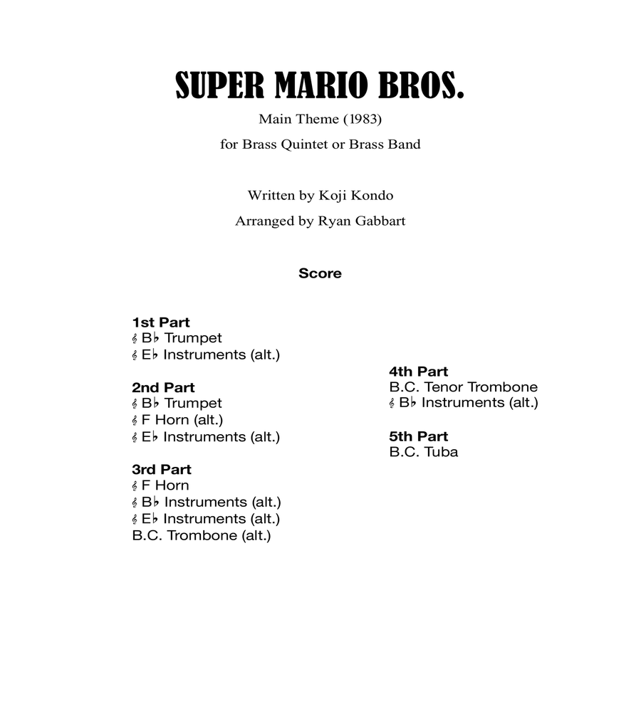 Super Mario Bros Theme Tenor Saxophone scores gallery preview page 2