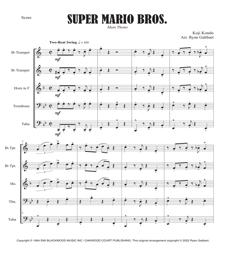 Super Mario Bros Theme Tenor Saxophone scores gallery preview page 3