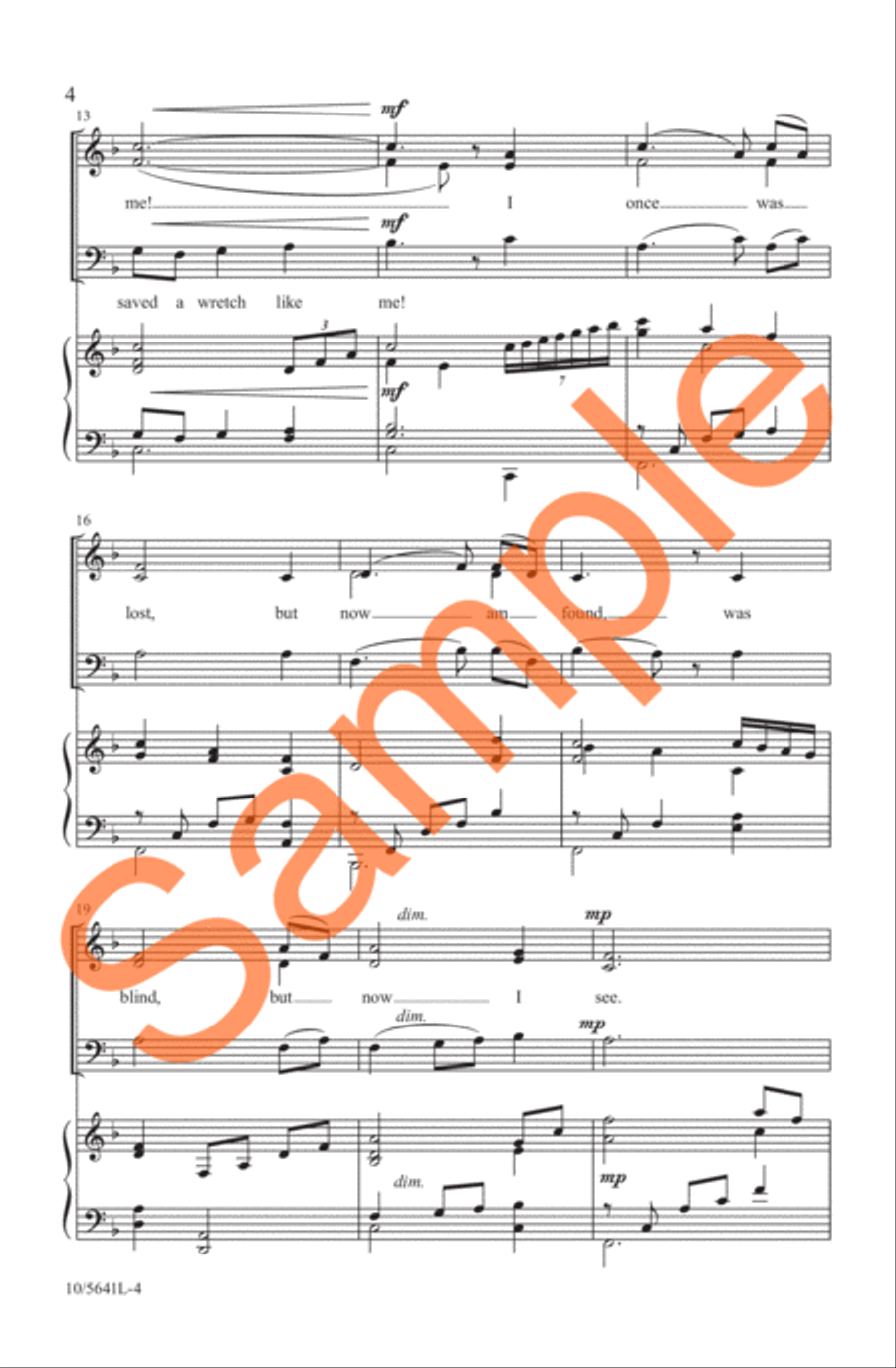 Amazing Grace! How Sweet the Sound 3-Part scores gallery preview page 4