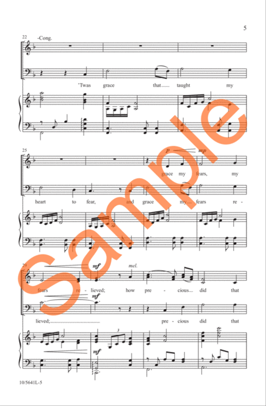Amazing Grace! How Sweet the Sound 3-Part scores gallery preview page 5